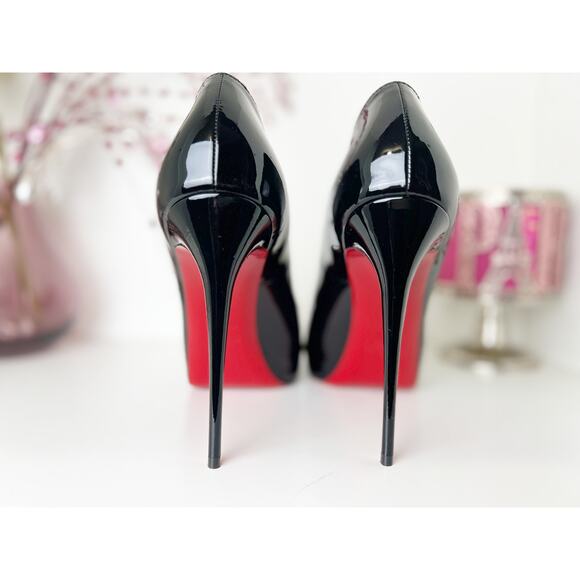 Christian Louboutin New Very Prive 120 Black Patent Leather Pumps Size 10 NWB - Picture 5 of 15